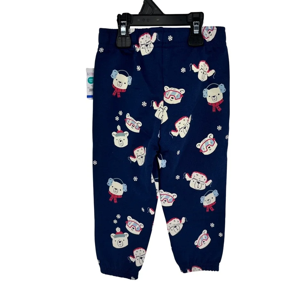 Garanimals Bodysuit Pants Set Girls 24M White Blue Bear Winter Holidays NEW